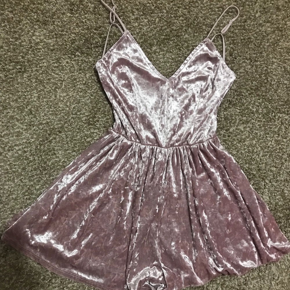 Pink velvet romper